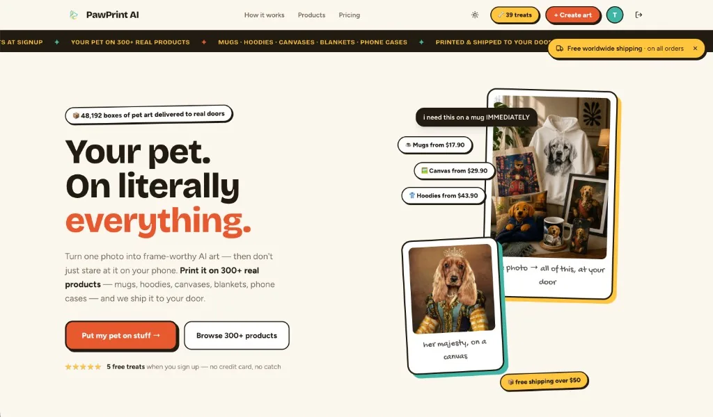 PawPrint AI - pet photo to custom art and merch